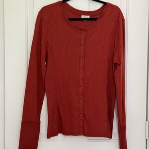 Sundance Women's Rust Button-Up HenleyTop